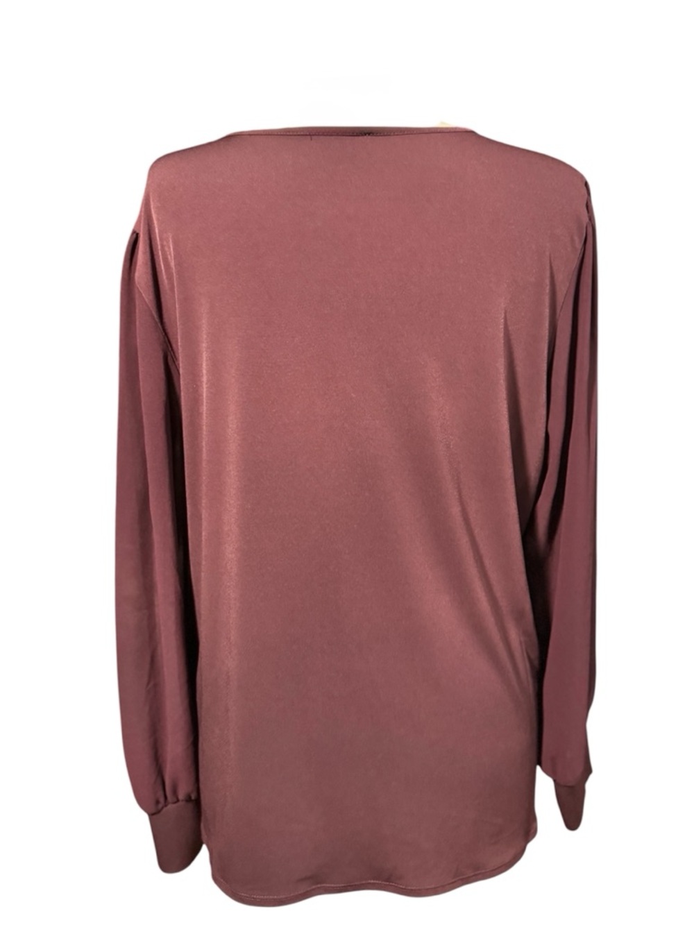 NWT Calvin Klein Long-Sleeve Scoop Neck Top in Merlot - Picture 2 of 11